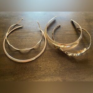 Set of 4 Gold Tone choker necklaces Mixed Textures